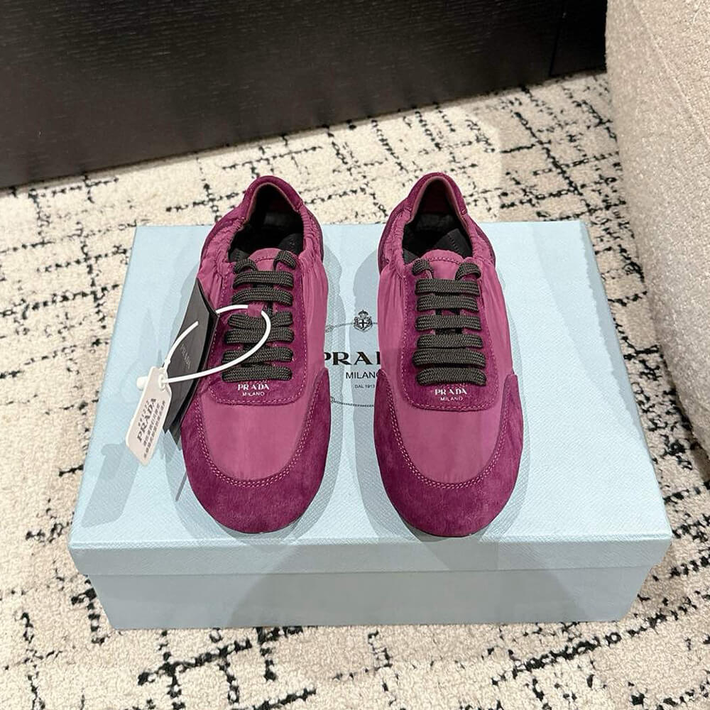 PRADA Collapse Re-Nylon and suede sneakers