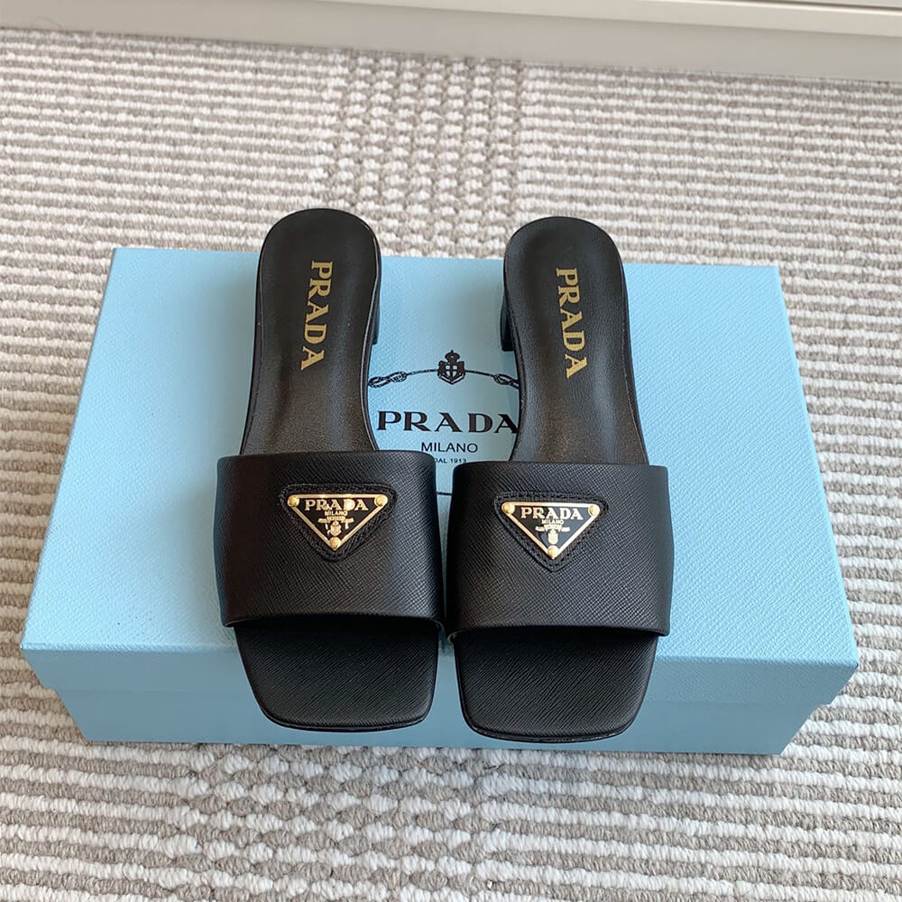 Prada Saffiano patent leather sandals